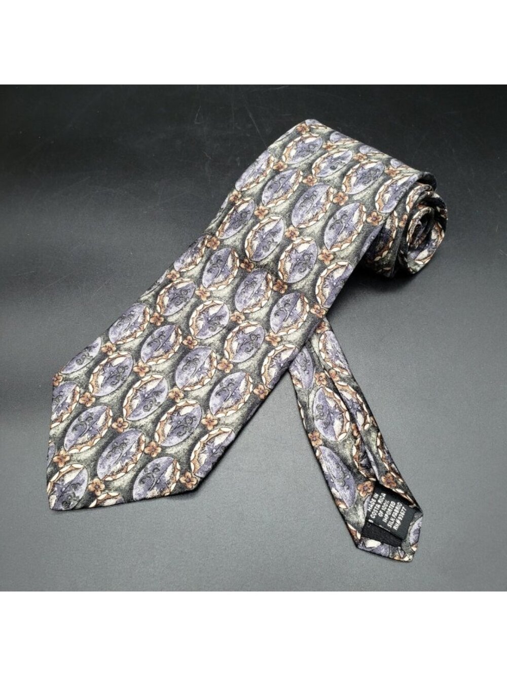 Stafford Executive Silk Tie Purple & Gold 4" Wide 57" Long VTG 100% Silk